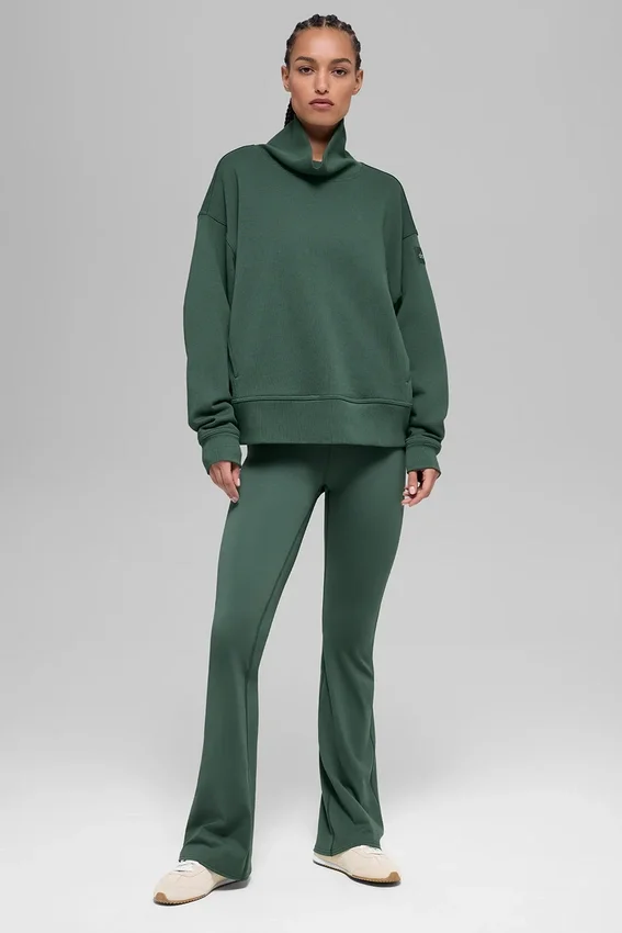 Hazy Mock Neck Pullover - Clover Green