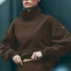Hazy Mock Neck Pullover - Espresso