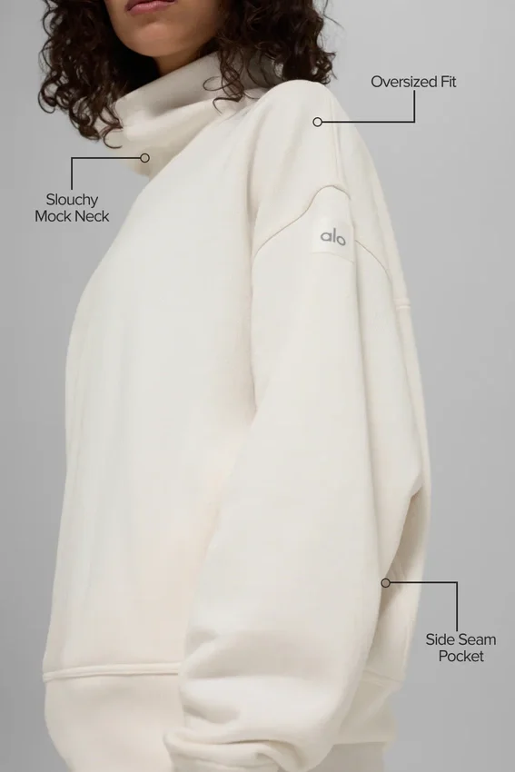 Hazy Mock Neck Pullover - Ivory