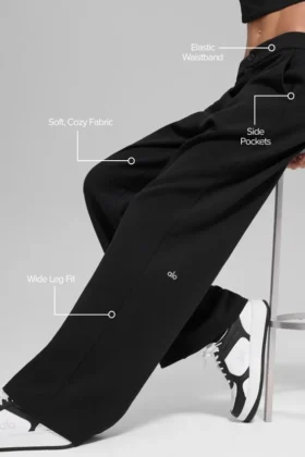 High-Waist Sweatpant Trouser – Black