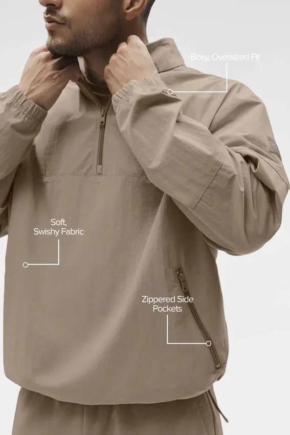 Light Weight Takeaway Track Pullover - Gravel