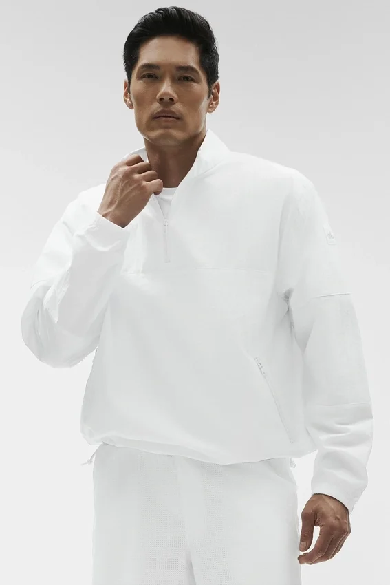 Light Weight Takeaway Track Pullover - White