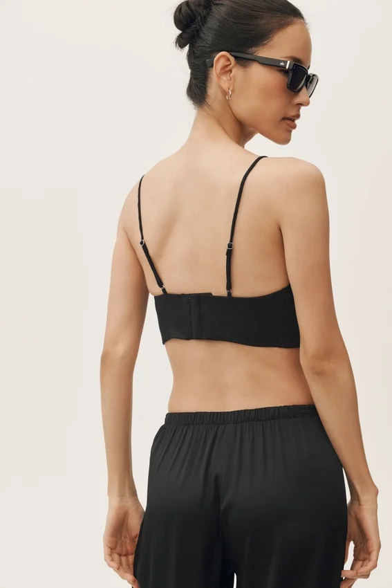 Linen Blend Riviera Bra - Black