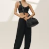 Silk Blend High-Waist Radiance Pant - Black