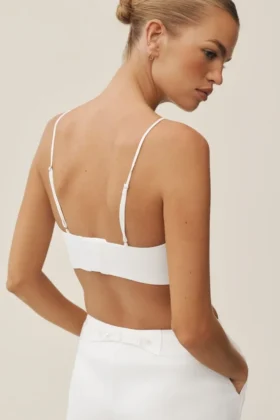 Linen Blend Riviera Bra – White
