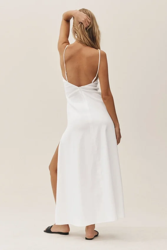 Linen Blend Riviera Maxi Dress - White