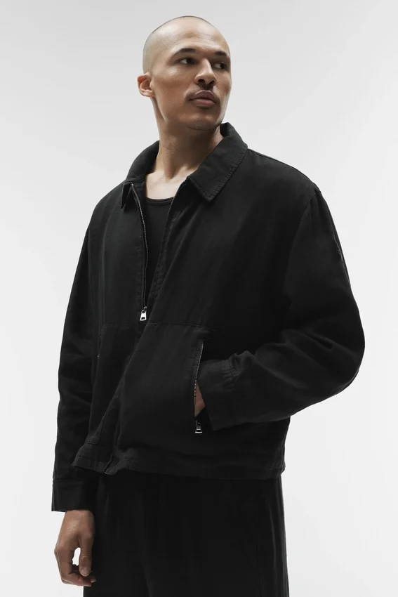 Linen Days Full Zip Jacket - Black