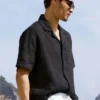 Linen Days Short Sleeve Button up - Black