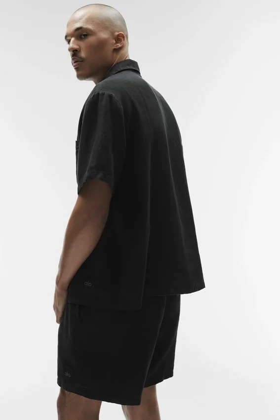 Linen Days Short Sleeve Button up - Black
