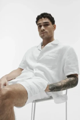 Linen Days Short Sleeve Button up - White