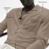 Linen Jersey Coastal Long Sleeve Button up - Gravel