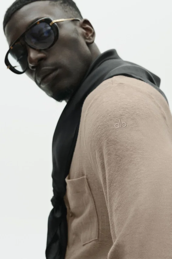 Linen Jersey Coastal Long Sleeve Button up - Gravel