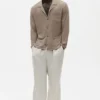 Linen Jersey Coastal Long Sleeve Button up - Gravel