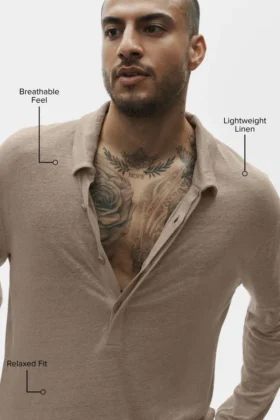 Linen Jersey Coastal Long Sleeve Pullover – Gravel