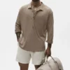 Linen Jersey Coastal Long Sleeve Pullover - Gravel
