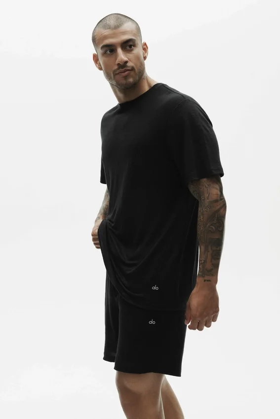 Linen Jersey Coastal Short Sleeve Tee - Black