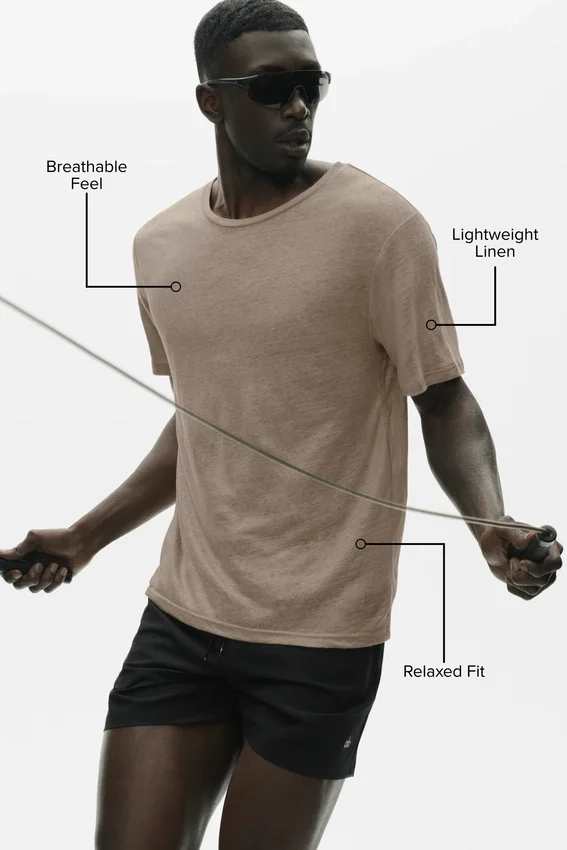 Linen Jersey Coastal Short Sleeve Tee - Gravel