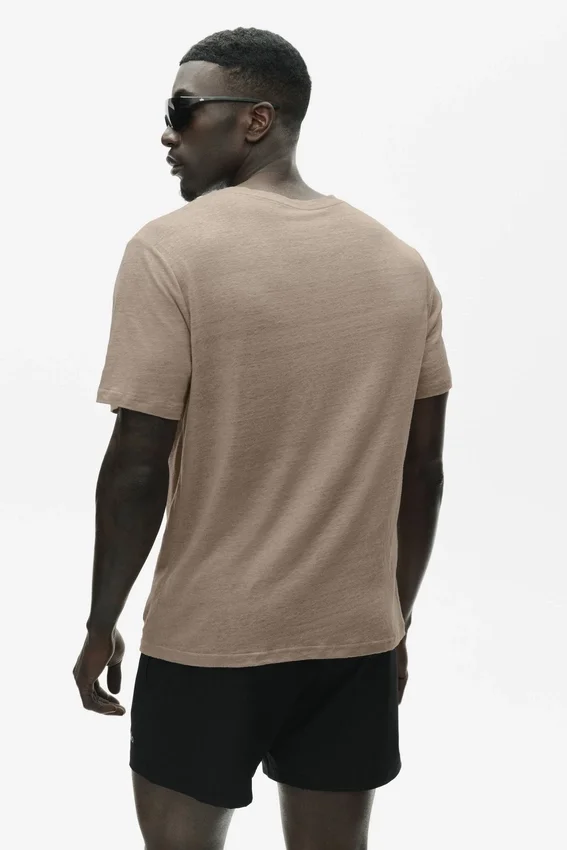 Linen Jersey Coastal Short Sleeve Tee - Gravel