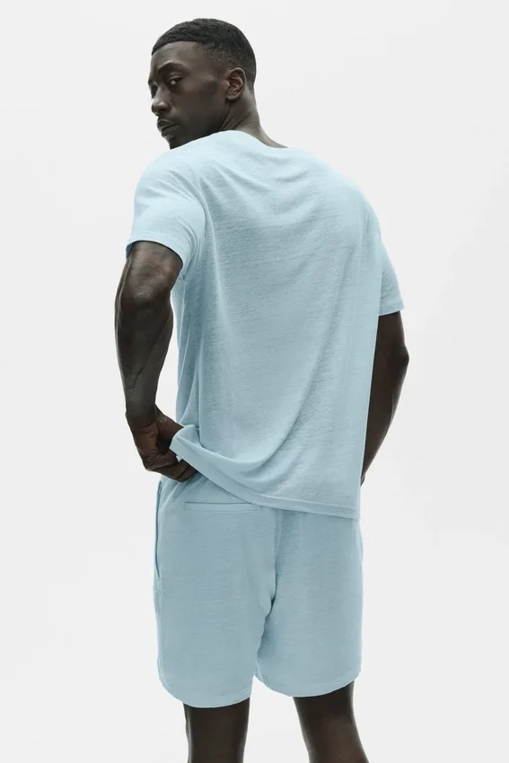 Linen Jersey Coastal Short Sleeve Tee - Seaside Blue