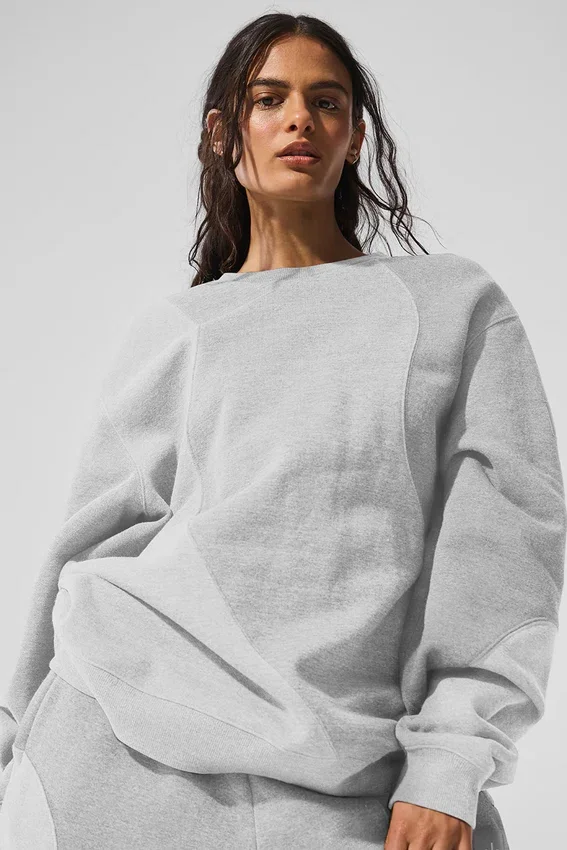 Make Waves Crew Neck Pullover - Athletic Heather Grey Tonal