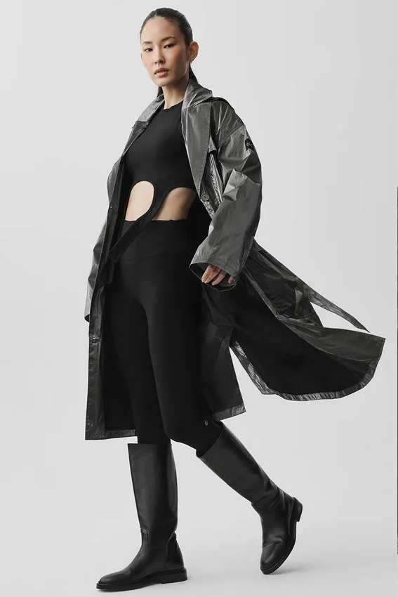 Metallic Break Line Trench - Silver Metallic