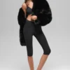 Opulent Faux Fur Cropped Jacket - Black