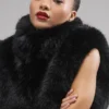 Opulent Faux Fur Cropped Vest - Black