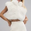 Opulent Faux Fur Cropped Vest - Ivory