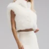 Opulent Faux Fur Cropped Vest - Ivory