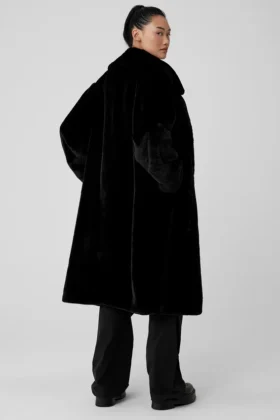 Oversized Faux Fur Trench – Black
