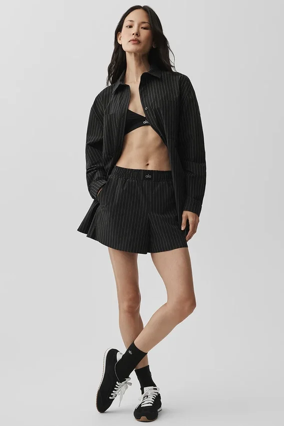 Pinstripe Daylight Boxer Short - Black/Titanium
