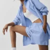 Pinstripe Daylight Button Down Long Sleeve - Light Provence Blue/White