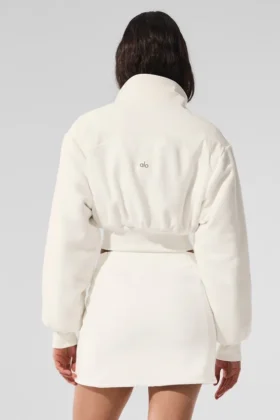 Polar Fleece Cropped Wintry Mix Jacket – Ivory