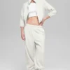 Polar Fleece Retreat Cropped Jacket - White Heather Grey