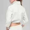 Polar Fleece Retreat Cropped Jacket - White Heather Grey