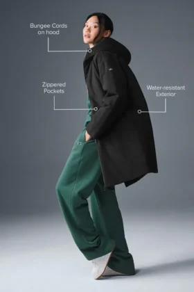 Rain or Shine Puffer Long Coat – Black