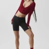 Ribbed Cropped Whisper Cardigan - Summer Romance Red
