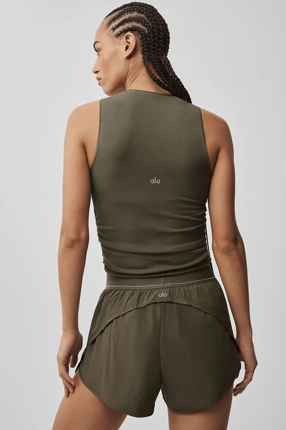 Ribbed En Pointe Tank - Olive Tree