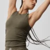 Ribbed En Pointe Tank - Olive Tree