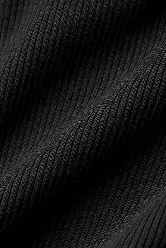 Ribbed Mesmerize Mock Neck Long Sleeve - Black