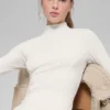 Ribbed Mesmerize Mock Neck Long Sleeve - Ivory