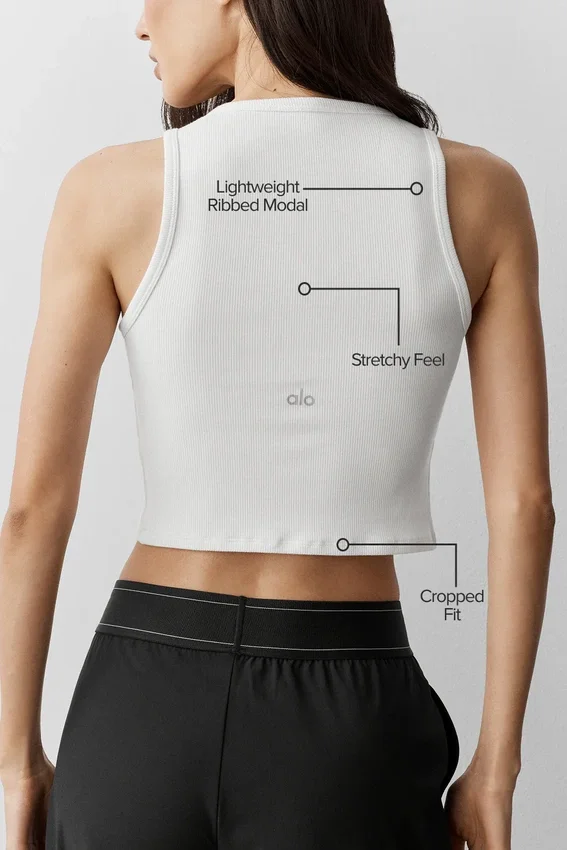 Ribbed Modal Henley Tank - White