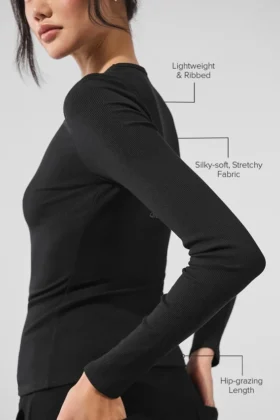 Ribbed Modal Long Sleeve – Black