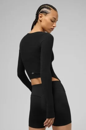 Ribbed Stardust Long Sleeve – Black