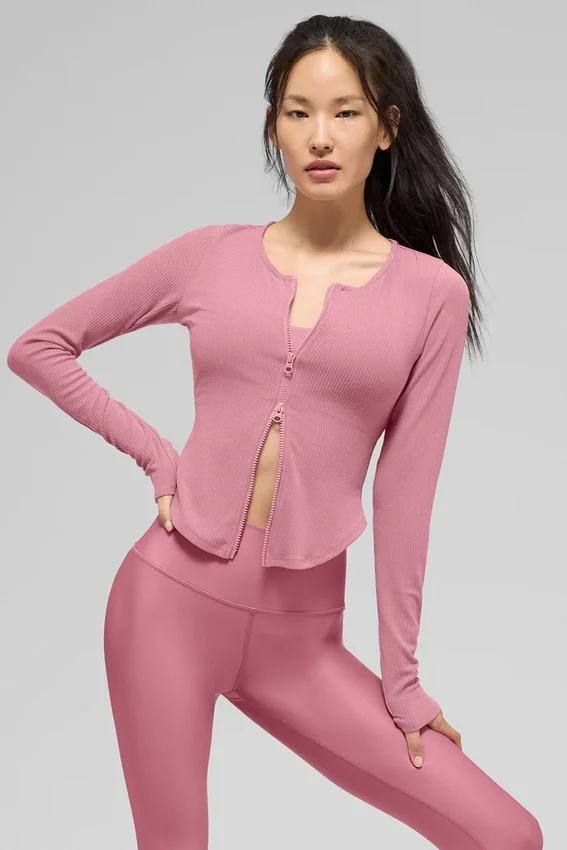 Ribbed Stardust Long Sleeve - Pink Wild Rose