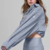 Ribbed Velour Cropped Mountain Side Jacket - Winter Frost