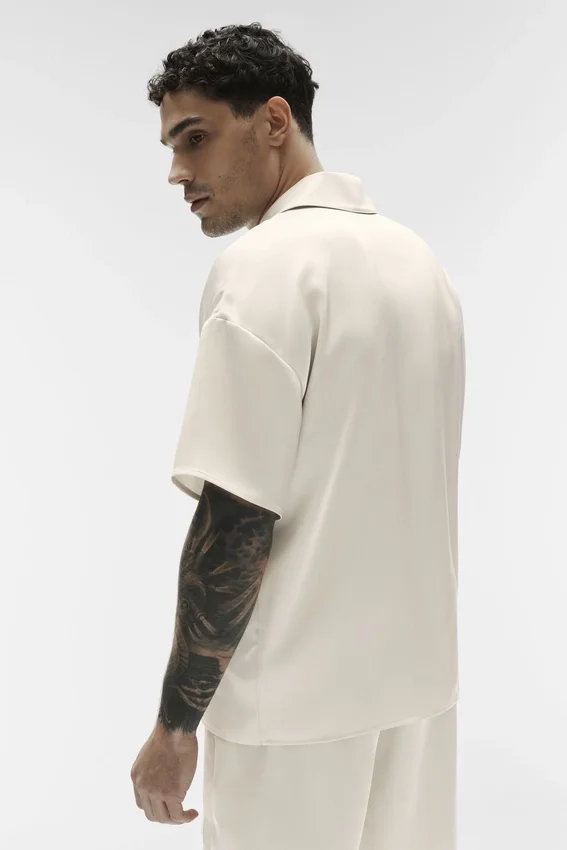 Satin Horizon Short Sleeve Button up - Bone