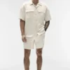 Satin Horizon Short Sleeve Button up - Bone