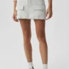 Scholar Knit Cargo Skirt - White Heather