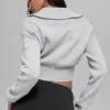 Scholar Knit Cropped Full Zip Jacket - Athletic Heather Grey